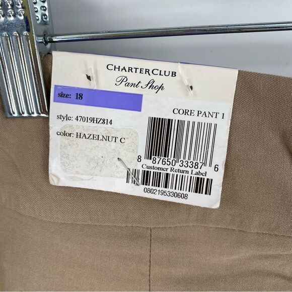 Charter Club Women’s Classic Fit Slim Leg Tan Pull On Stretchy Pants size 18 - Picture 3 of 4